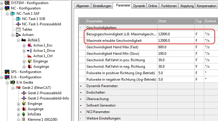 Einstellungen in der NC 4: