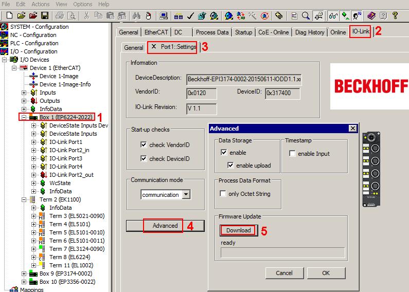 Firmware Update des IO-Link Devices 2: