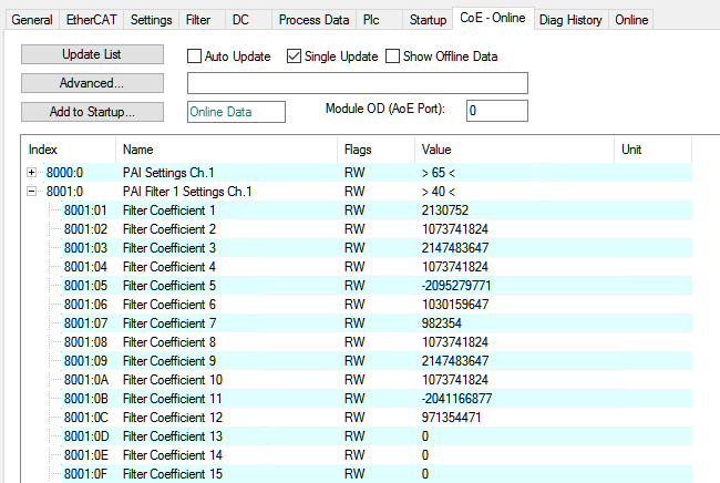 Allgemeiner Zugriff auf Online CoE-Werte 4: