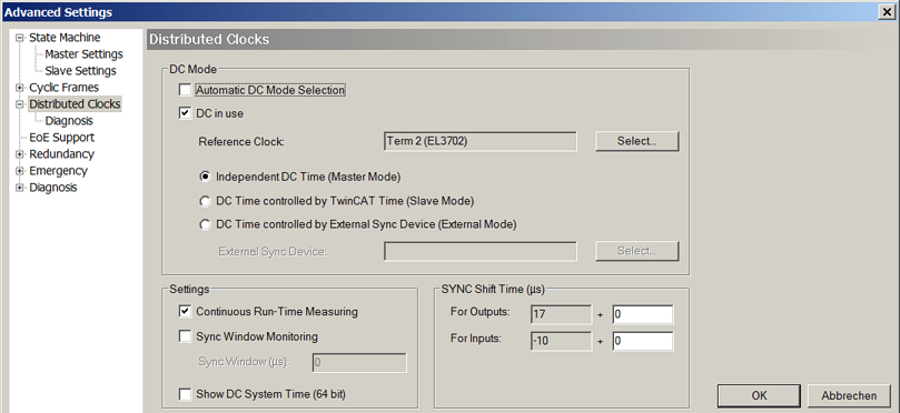 EtherCAT Distributed Clocks - Standardeinstellung 4: