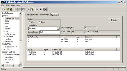 Verwaltung, Indexgroup/-offset Adresse 1: