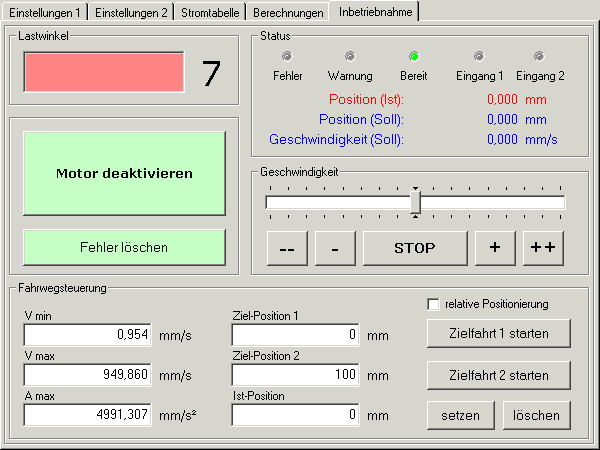 Einstellungen - Inbetriebnahme 1: