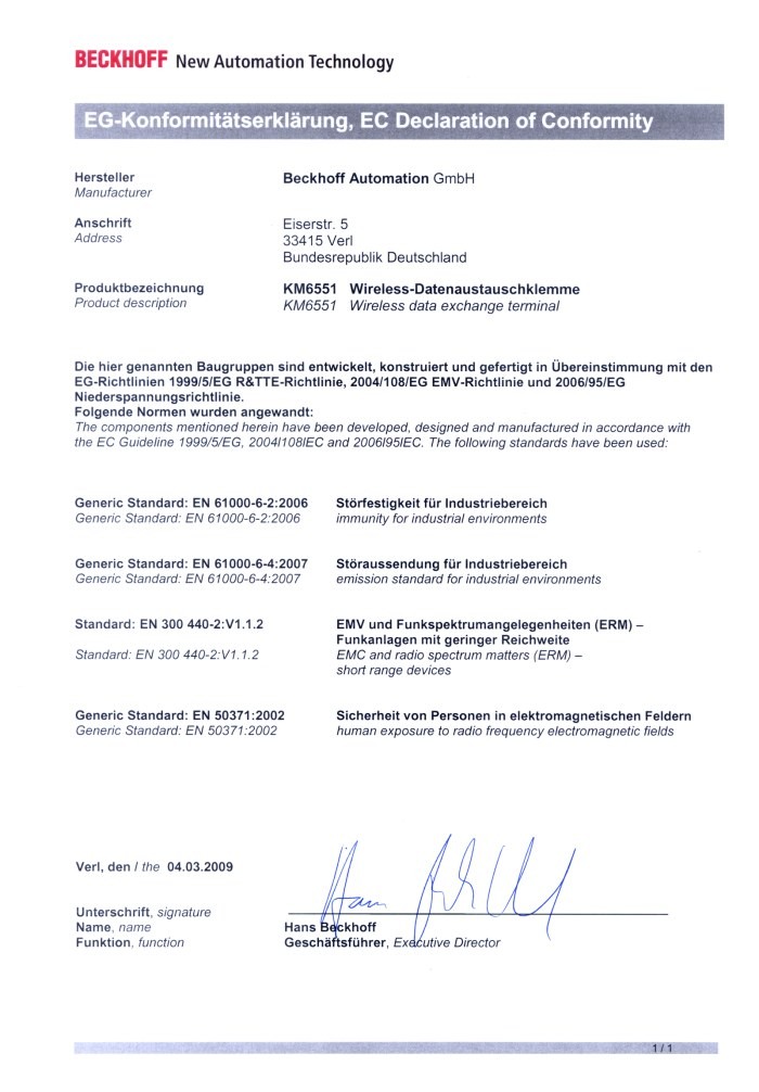 EG-Konformitätserklärung 1: