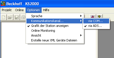 Kommunikation via COM Port 1:
