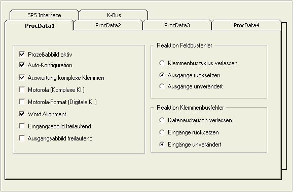 Allgemeine Einstellungen (Buskoppler) 1: