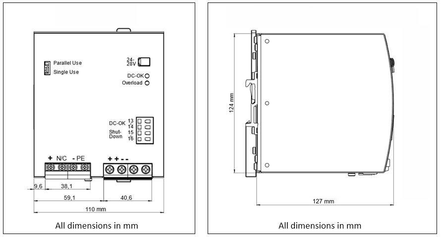 Abmessungen und Gewicht 1: