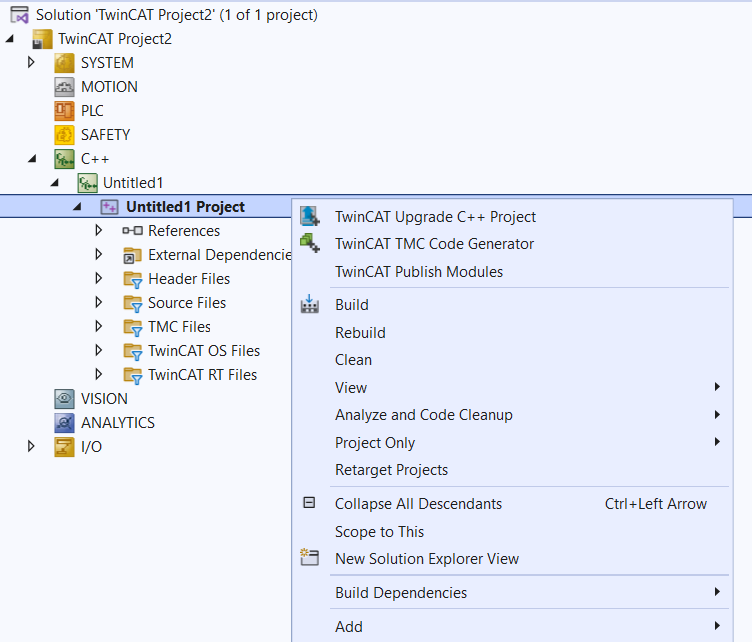 C++-Projektbefehle und -Eigenschaften 1: