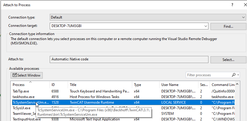 Debuggen der Statemachine mit der Usermode Runtime 1:
