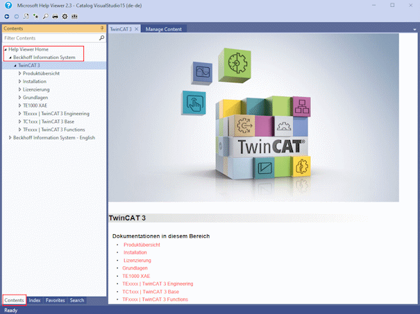 Aufruf der TwinCAT 3 Dokumentationen 3: