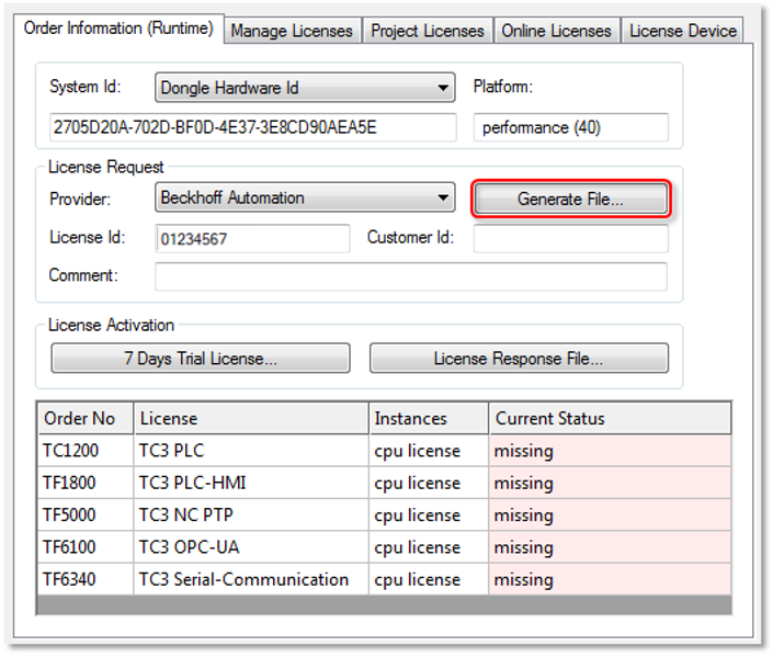 License Request Files erstellen 15: