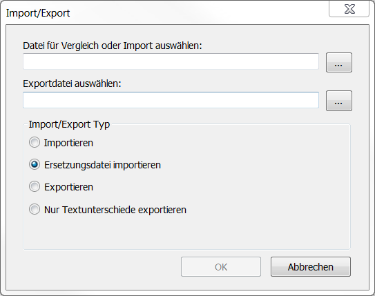 Befehl Import/Export Textlisten 2: