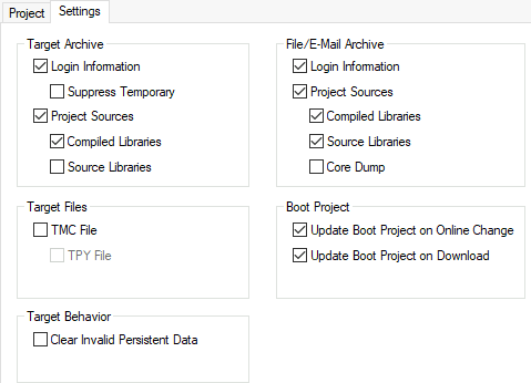 Registerkarte Settings 1: