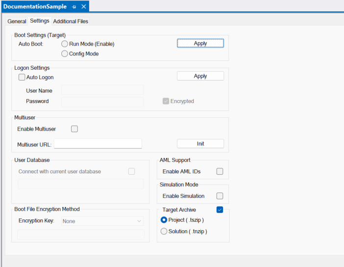 Registerkarte Settings 1:
