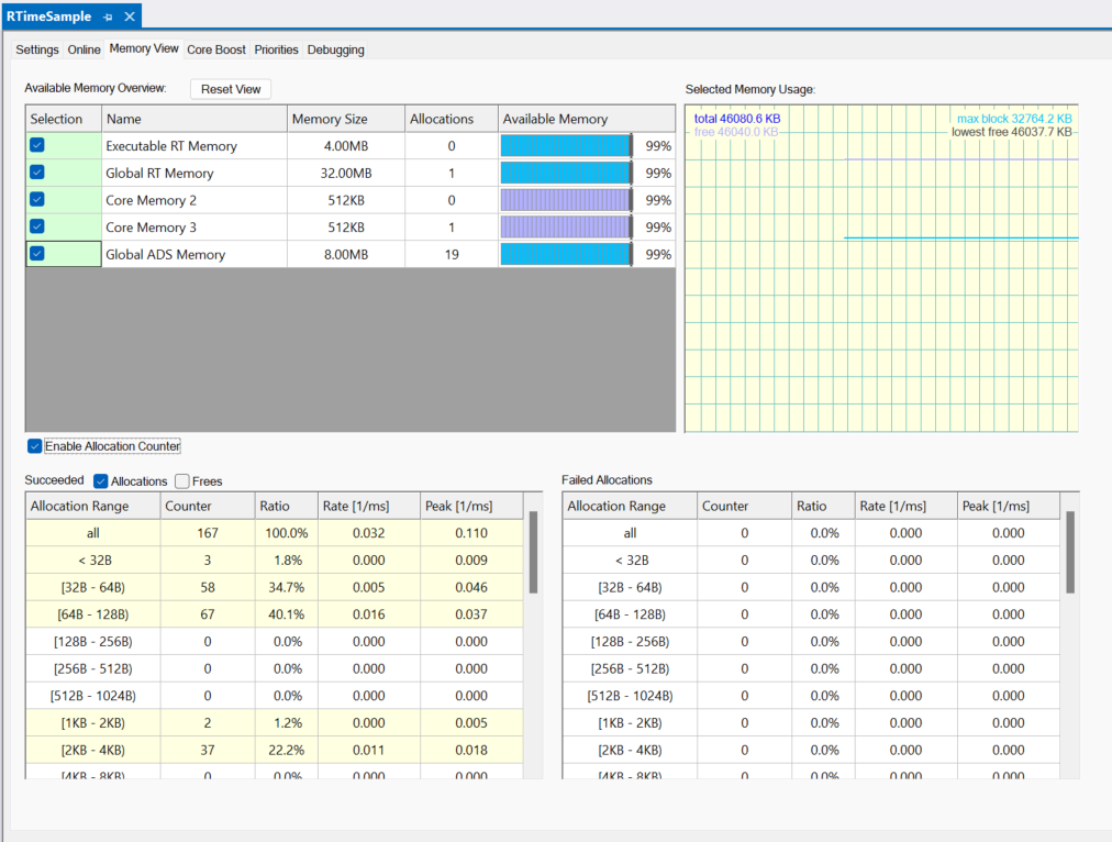 Registerkarte Memory View 1: