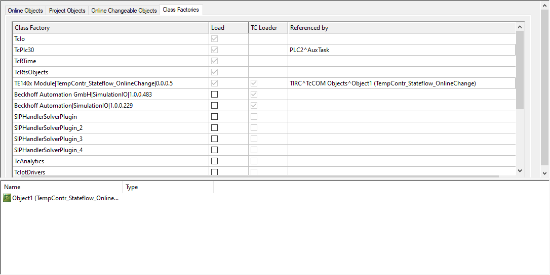 Registerkarte Class Factories 1: