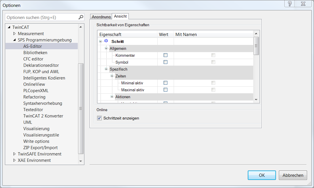 Dialog Optionen - AS-Editor 2: