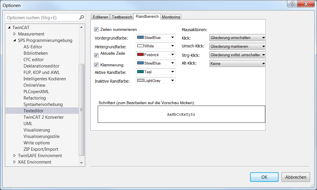 Dialog Optionen - Texteditor 10: