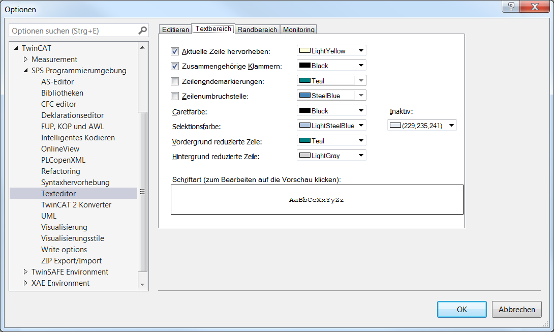 Dialog Optionen - Texteditor 5: