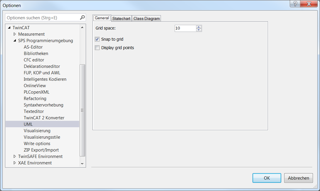 Dialog Optionen - UML 1: