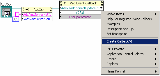 Ereignisgesteuertes Lesen, Registrieren eines Callback-vi 3: