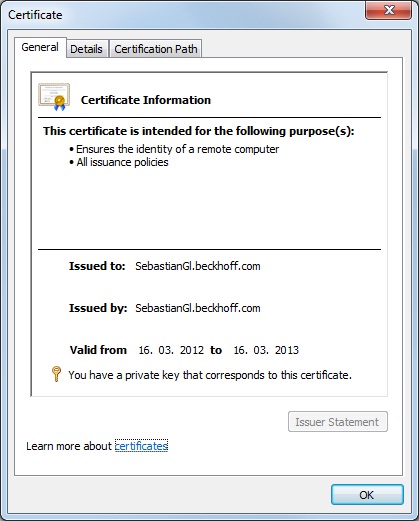 Configuration of SSL/TLS and NTLM Authentification for the TwinCAT ADS WebServices on Windows 7 7: