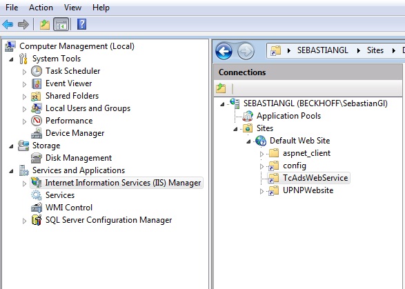 Configuration of SSL/TLS and NTLM Authentification for the TwinCAT ADS WebServices on Windows 7 16: