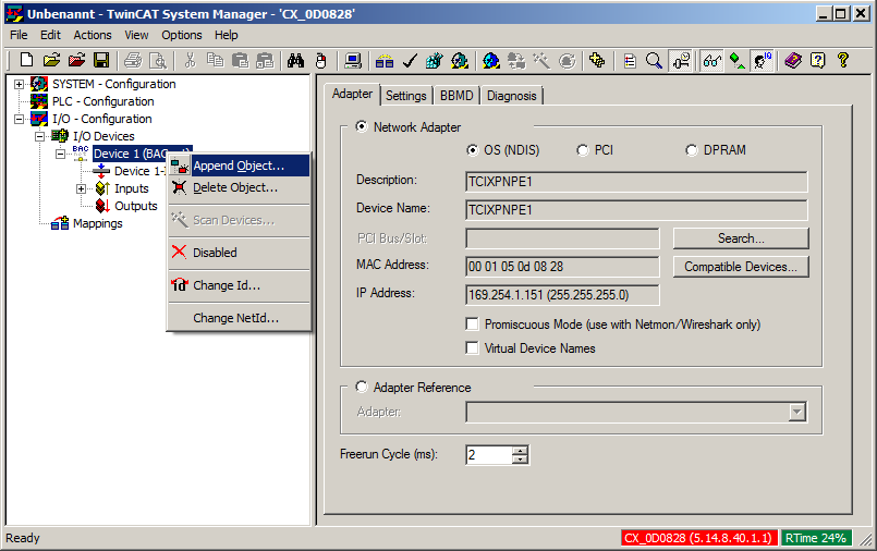 Beispiel: BACnet Adapter und Server anlegen 1: