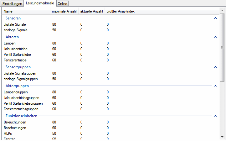 Applikationsprogramm Einstellungen 3: