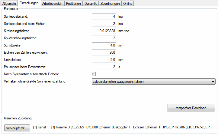 Jalousieantrieb verbunden mit KL2532 1: