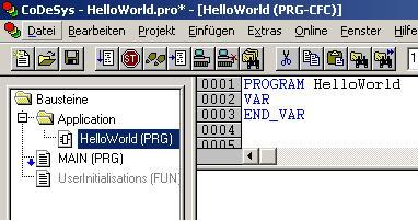 Schritt 2: Anlegen des Applikationprogrammes HelloWorld 2: