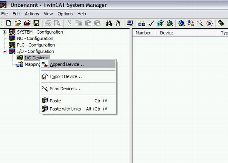 Configuration TwinCAT 2.11 R3 1: