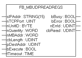 FB_MBUdpReadRegs (Modbus-Funktion 3) 1: