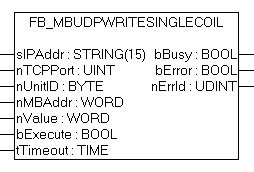 FB_MBUdpWriteSingleCoil (Modbus-Funktion 5) 1: