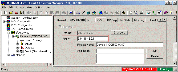TwinCAT Configuration for CX1000 4: