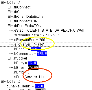 Test der Client- und Server-Funktionsbausteine 2: