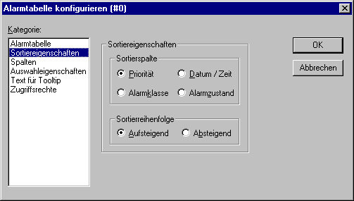 Alarmtabelle konfigurieren 3: