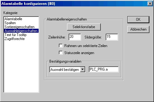 Alarmtabelle konfigurieren 4: