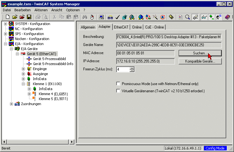 Versenden der zyklischen Prozessdaten als DMX-Master (EL6851) 1: