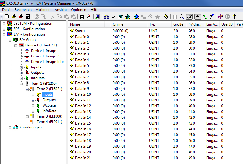 Konfiguration im TwinCAT System Manager 1:
