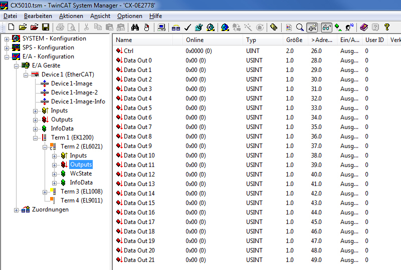 Konfiguration im TwinCAT System Manager 6: