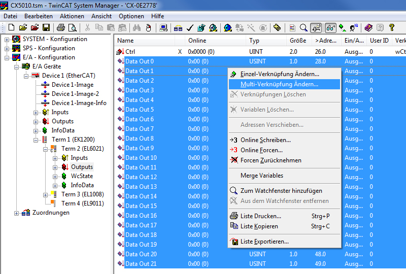 Konfiguration im TwinCAT System Manager 9: