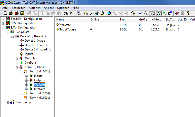 Konfiguration im TwinCAT System Manager 11: