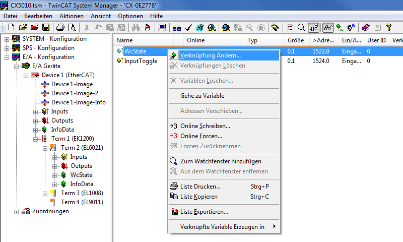 Konfiguration im TwinCAT System Manager 12: