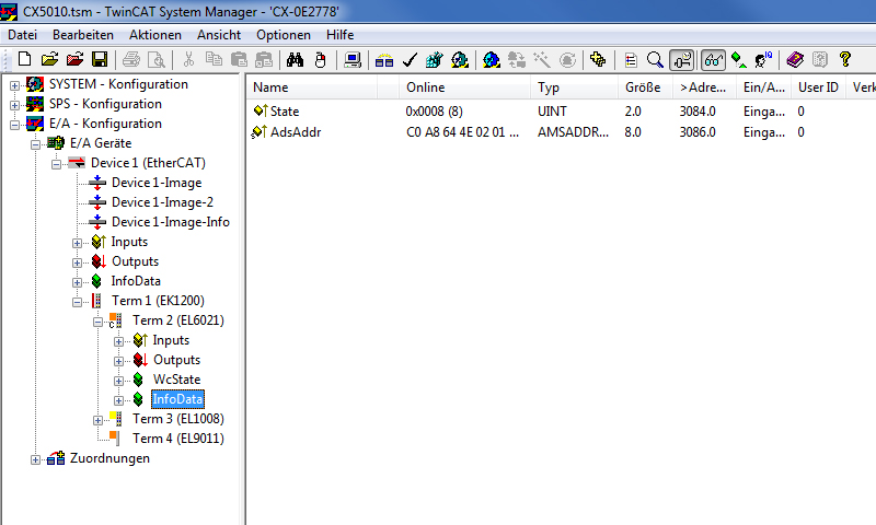Konfiguration im TwinCAT System Manager 14: