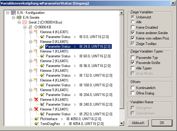KL6401 - Verknüpfung mit dem TwinCAT System Manager 2: