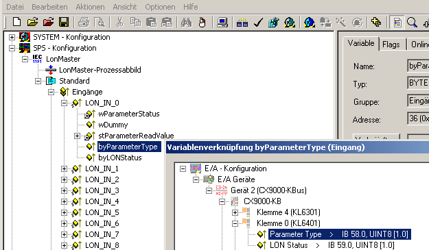 KL6401 - Verknüpfung mit dem TwinCAT System Manager 5: