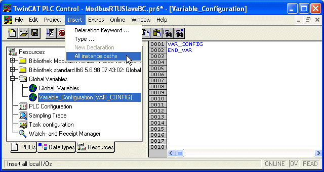 Hardwarezuordnung am Buscontroller BC 1: