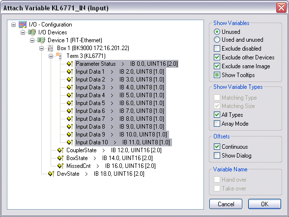 KL6771 - Verknüpfung mit dem TwinCAT System Manager 3: