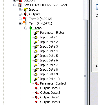 KL6771 - Verknüpfung mit dem TwinCAT System Manager 4: