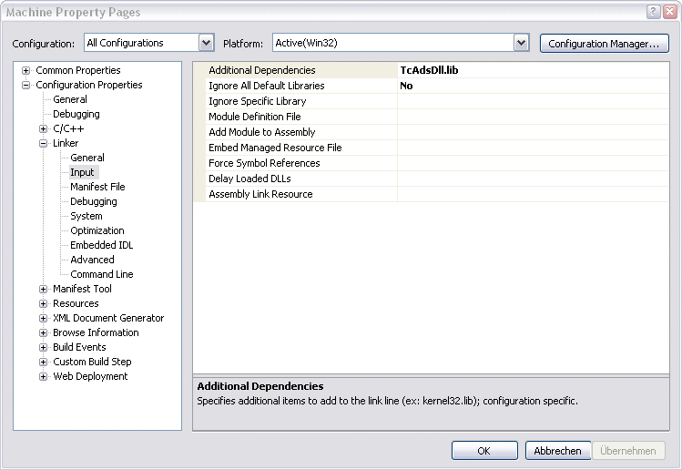 Beispiel Maschine mit Microsoft Visual C++ .NET 6: